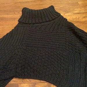 2 Chic brand one size fits all assymetrical knit poncho. Black with turtle neck.